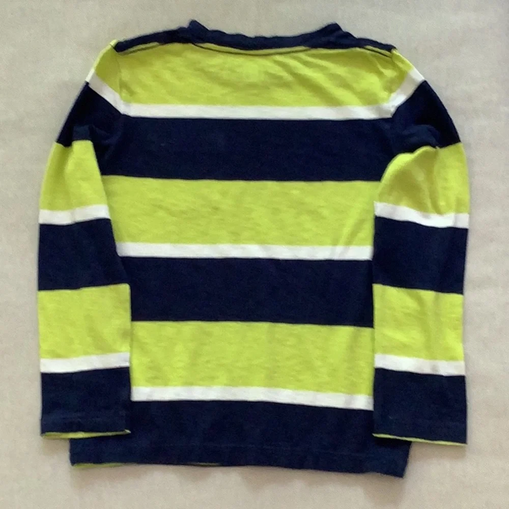 Gap Kids: TOP Long Sleeve TEE XS Stripe T-Shirt - Yellow/Navy/White